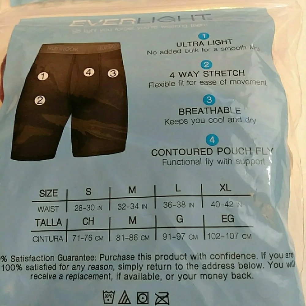 Fruit of the Loom Select Everlight Men's Long Leg Boxer Briefs 3pk Size S
